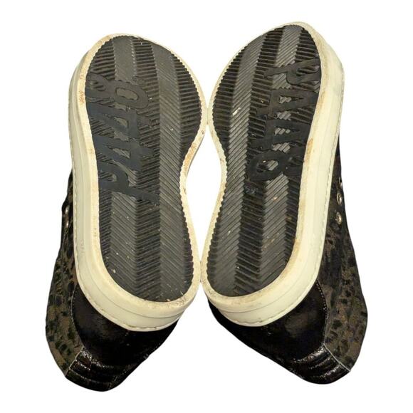 P448 Skate Boster Black Leopard Print Suede FurLined High Top Sneakers 36 - Picture 10 of 13